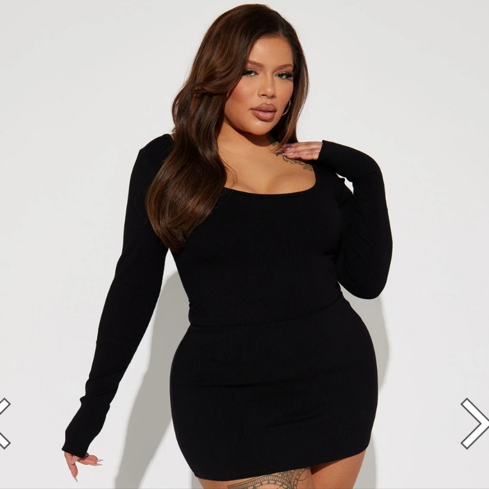 NWT Fashion Nova 1X Tiana Snatched Top Black Stretch Compression Scoop P…